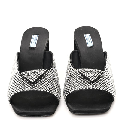 Prada Satin Crystal Logo 65mm Slide Sandals 41 Cristal 3 of 9