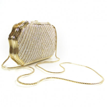 Judith Leiber Swarovski Crystal Pearl Minaudiere Clutch Gold 3 of 5