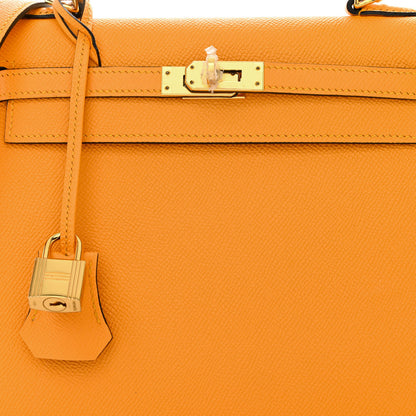 Hermes Epsom Horseshoe Kelly Sellier 25 Jaune D'or Feu 8 of 10