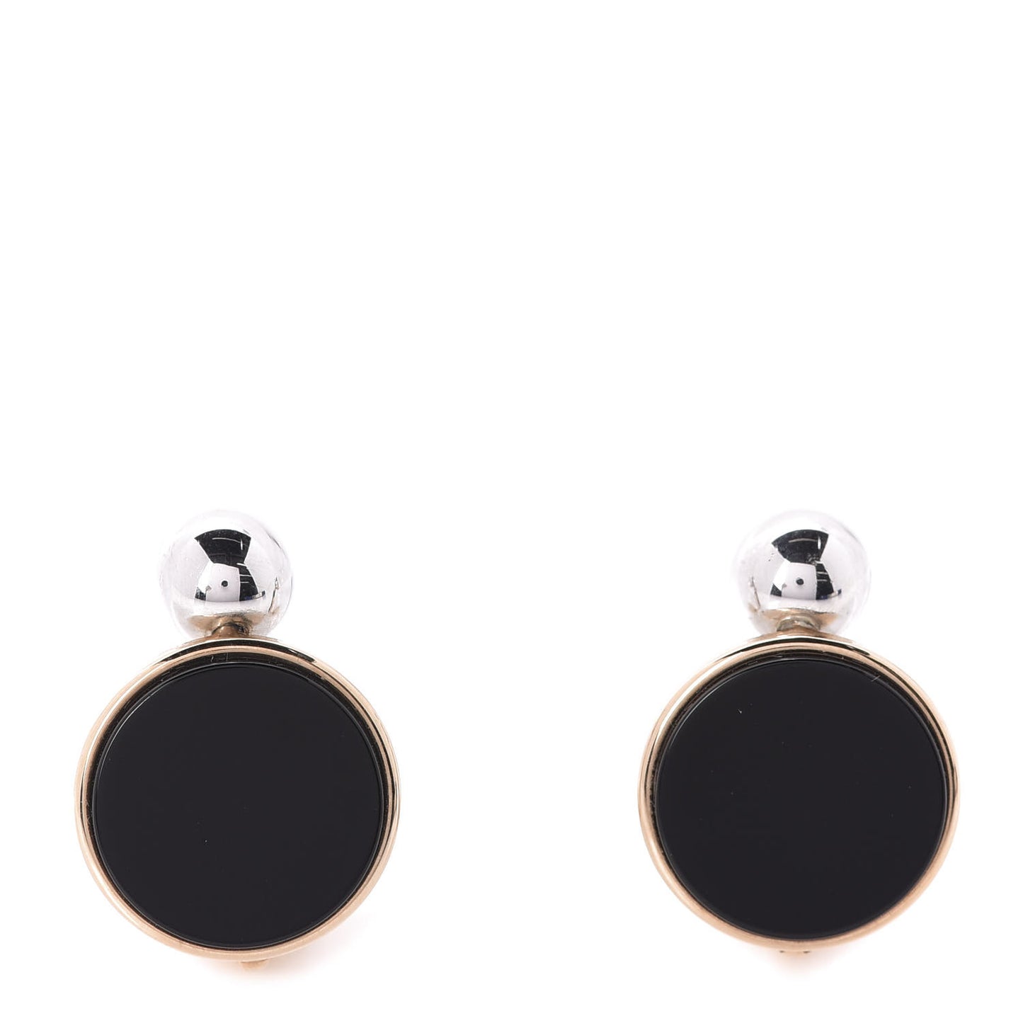 Resin Clip On Earrings Black Gold Silver