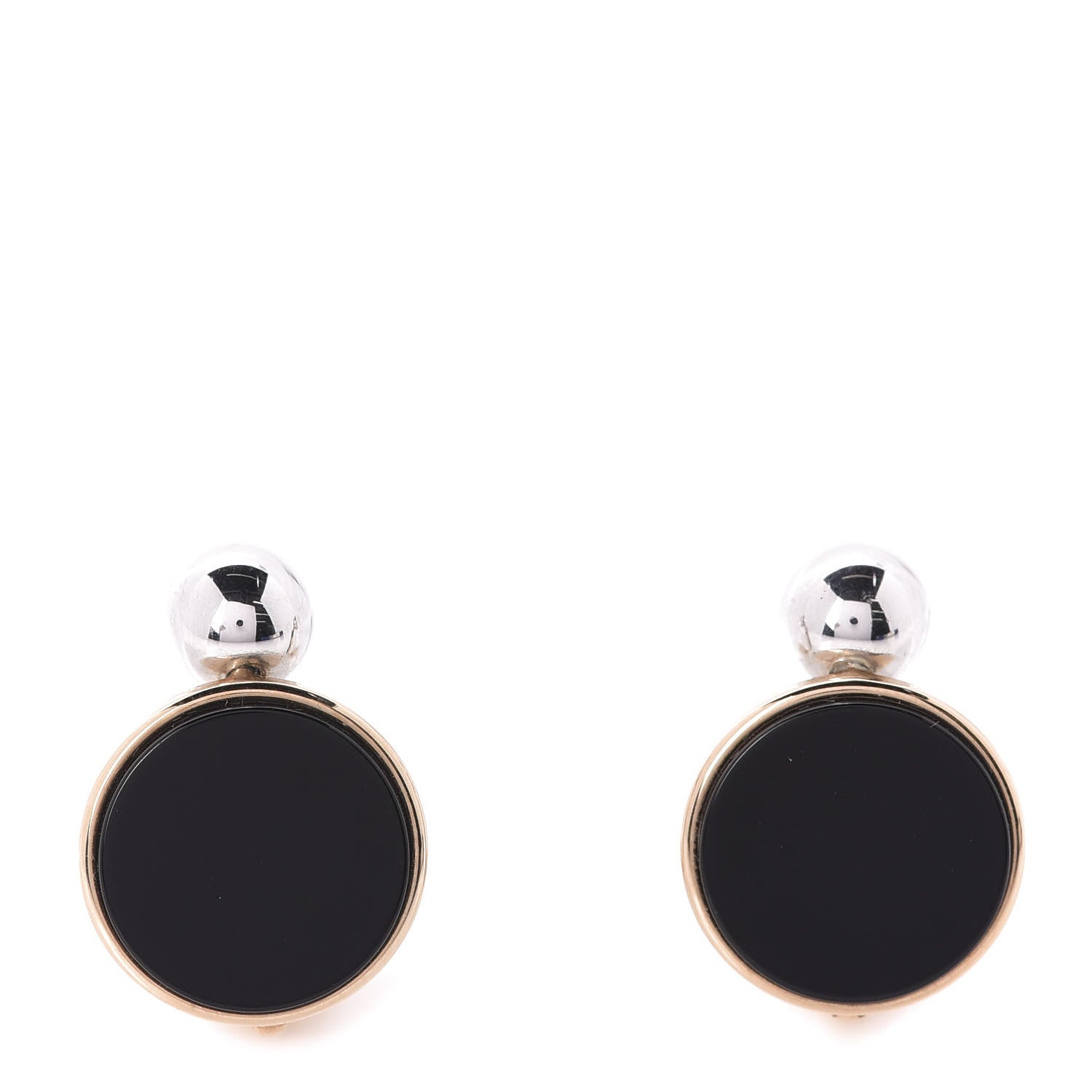 Christian Dior Resin Clip On Earrings Black Gold Silver 1 of 5