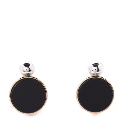 Christian Dior Resin Clip On Earrings Black Gold Silver 1 of 5
