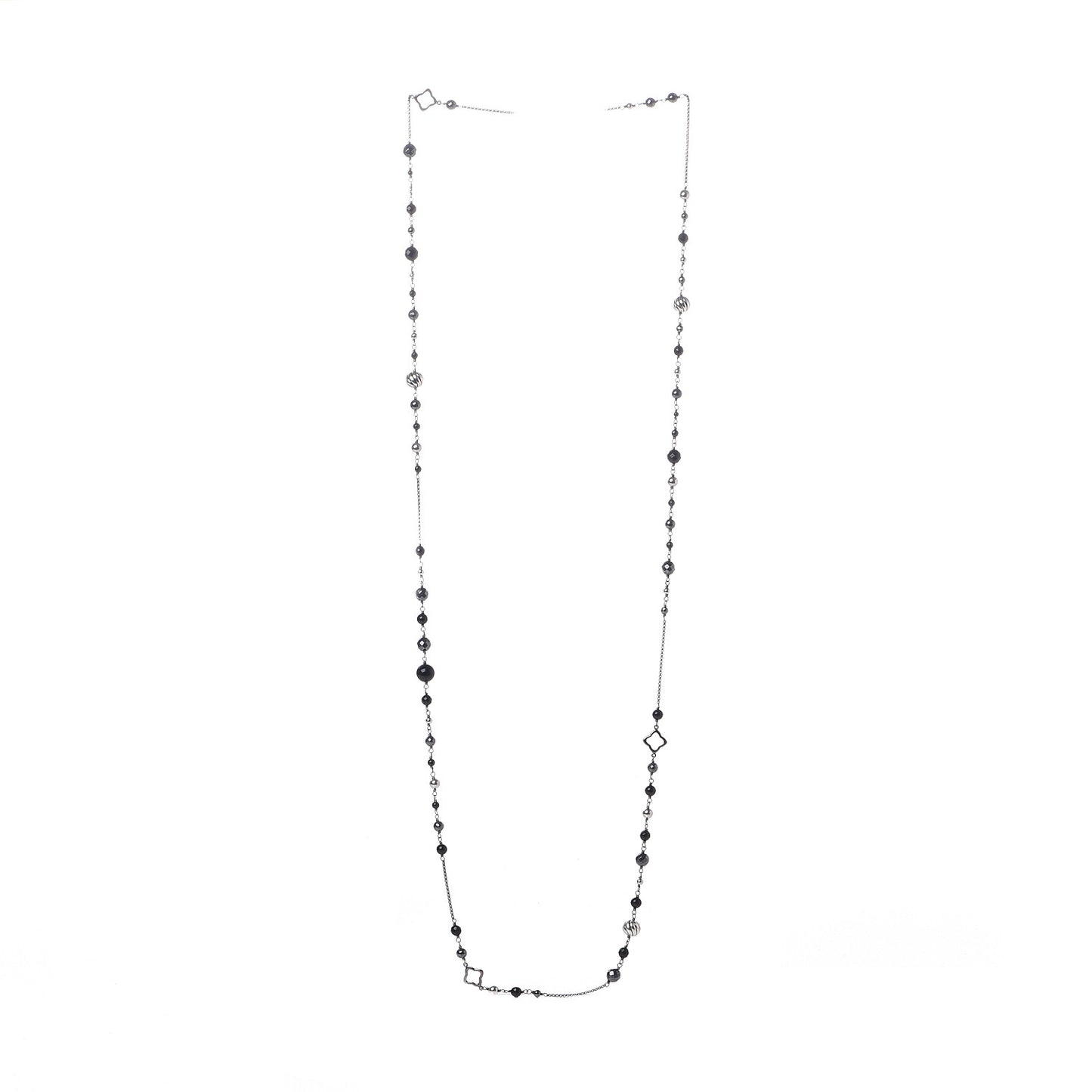 Sterling Silver Black Onyx Hematite Elements Chain Necklace