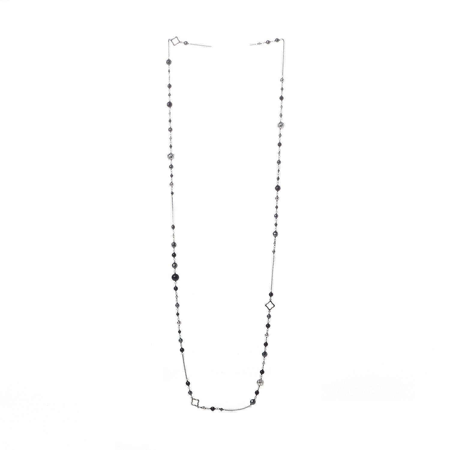 David Yurman Sterling Silver Black Onyx Hematite Elements Chain Necklace 3 of 5