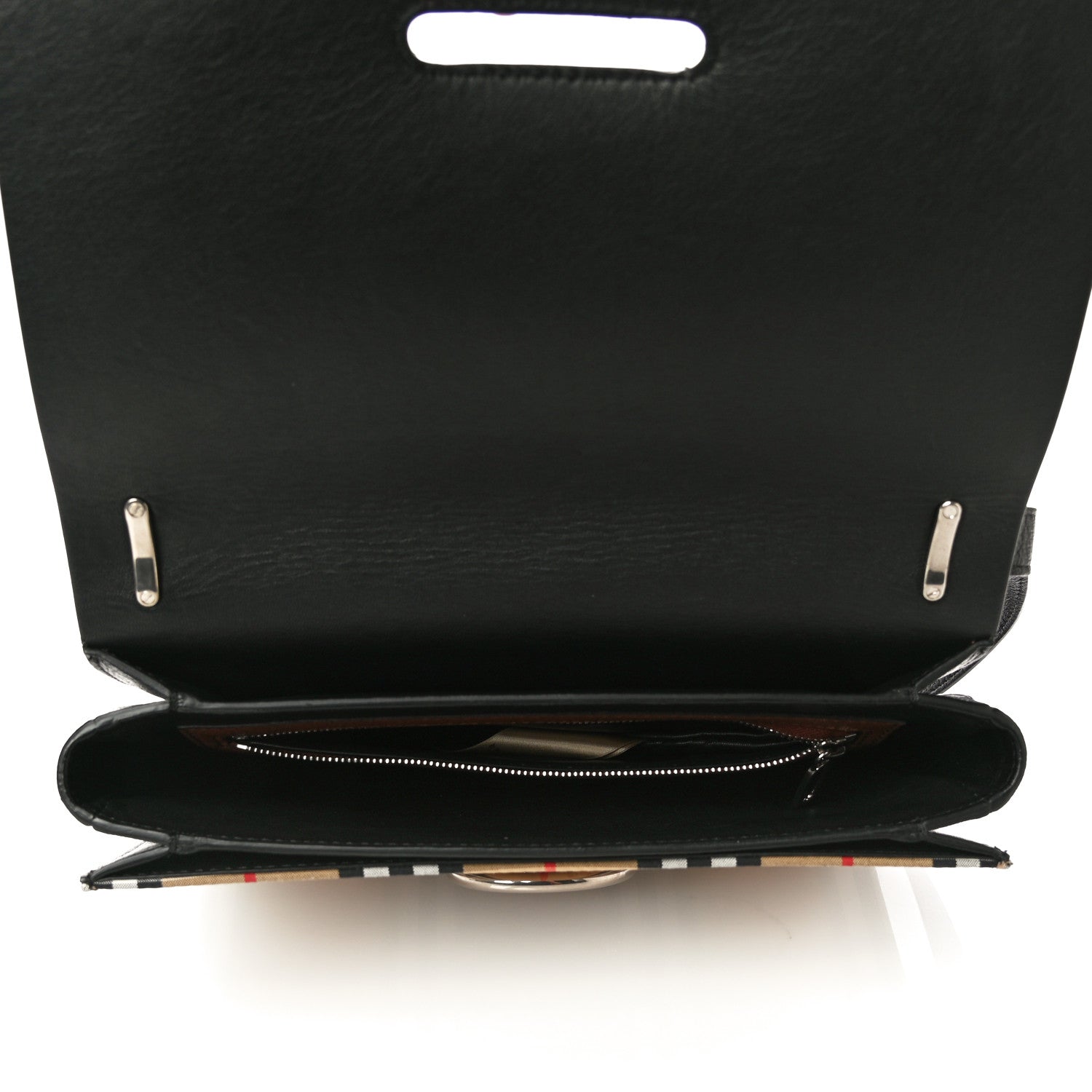 Burberry Goatskin Vintage Check Medium D-Ring Bag Tan Black 5 of 13