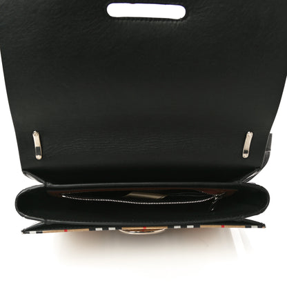 Burberry Goatskin Vintage Check Medium D-Ring Bag Tan Black 5 of 13