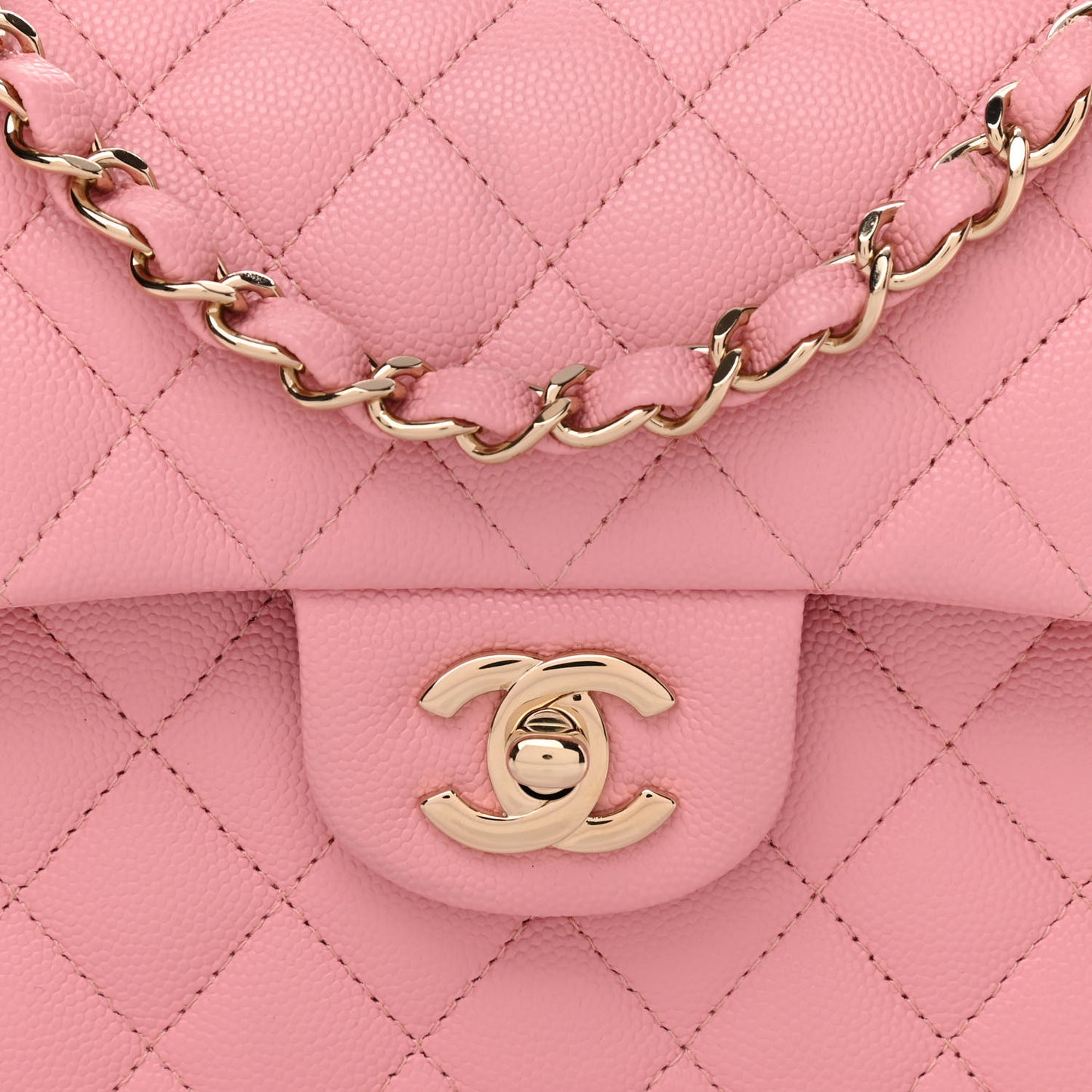 Caviar Quilted Small Double Flap Pink