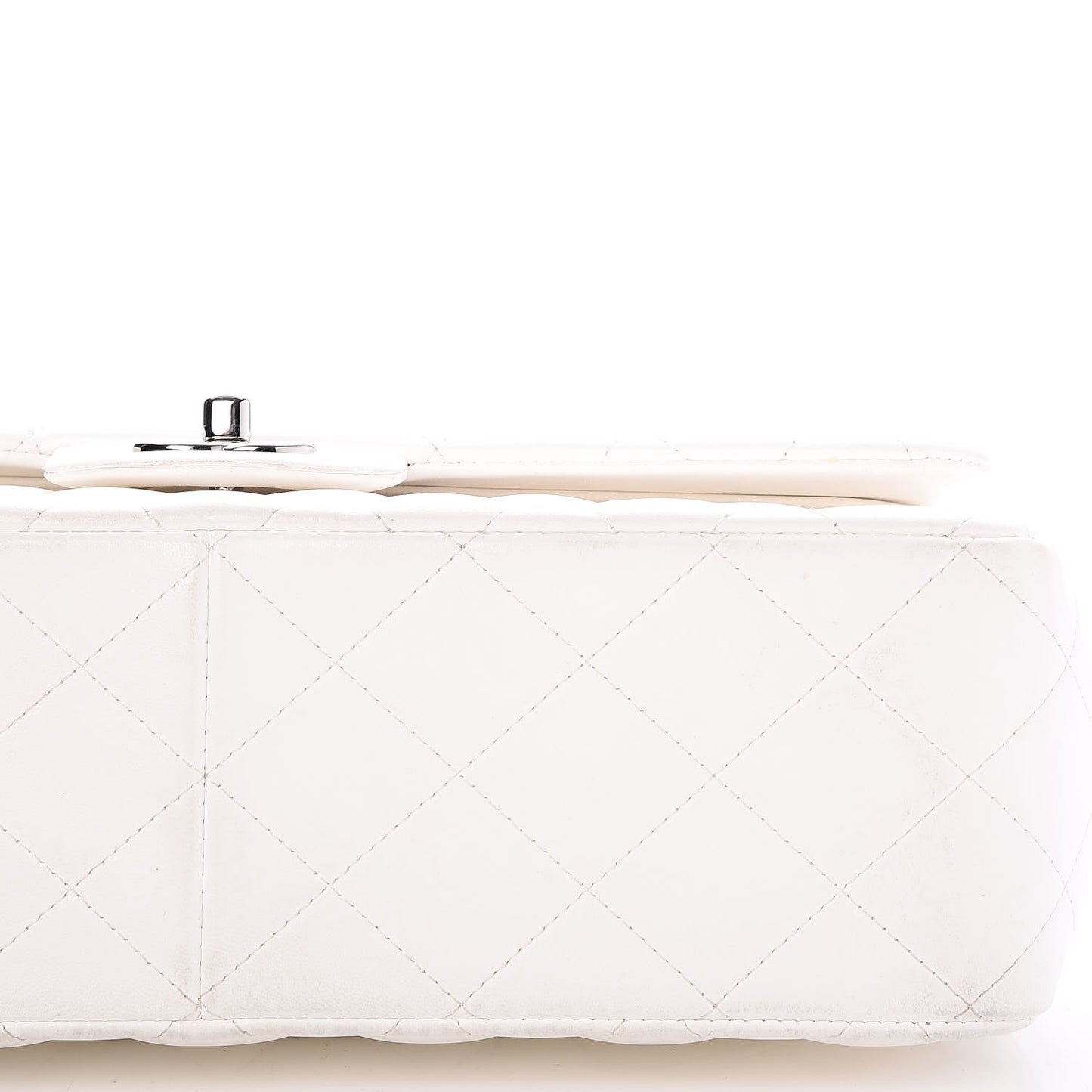Lambskin Quilted Jumbo Double Flap White