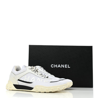 Chanel Calfskin Mesh Lycra Womens Logo Sneakers 40 White 9 of 9