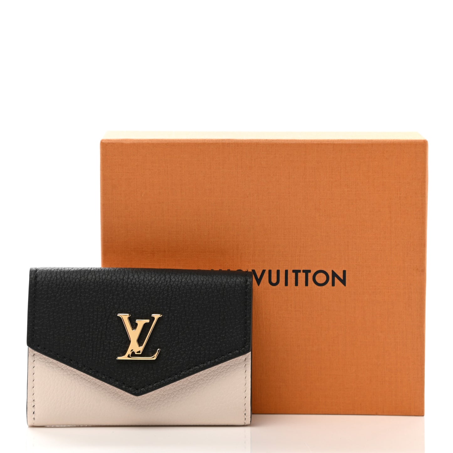 Calfskin Lockmini Wallet Black Cream Pink