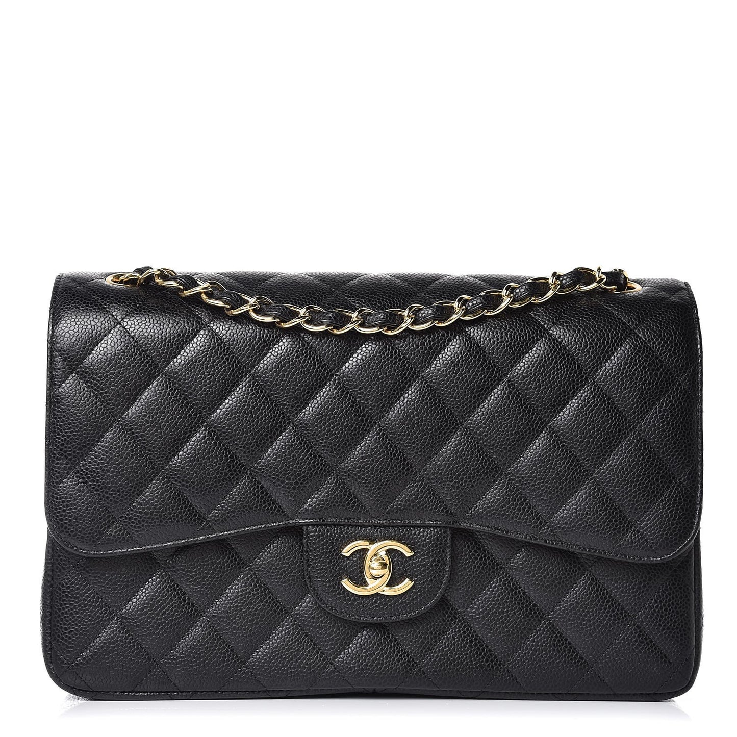 Caviar Quilted Jumbo Double Flap Black