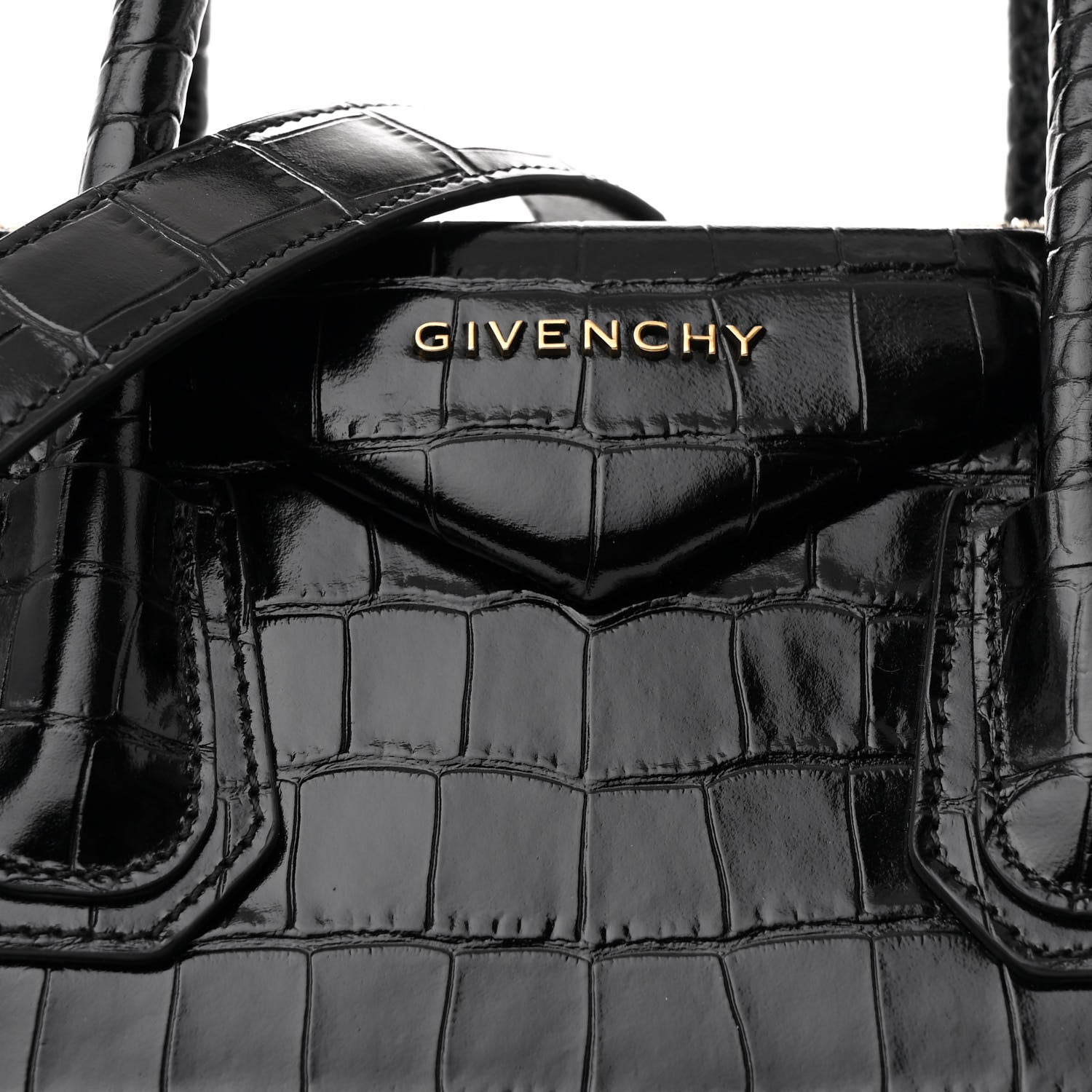 Givenchy Calfskin Crocodile Embossed Small Antigona Black 8 of 10