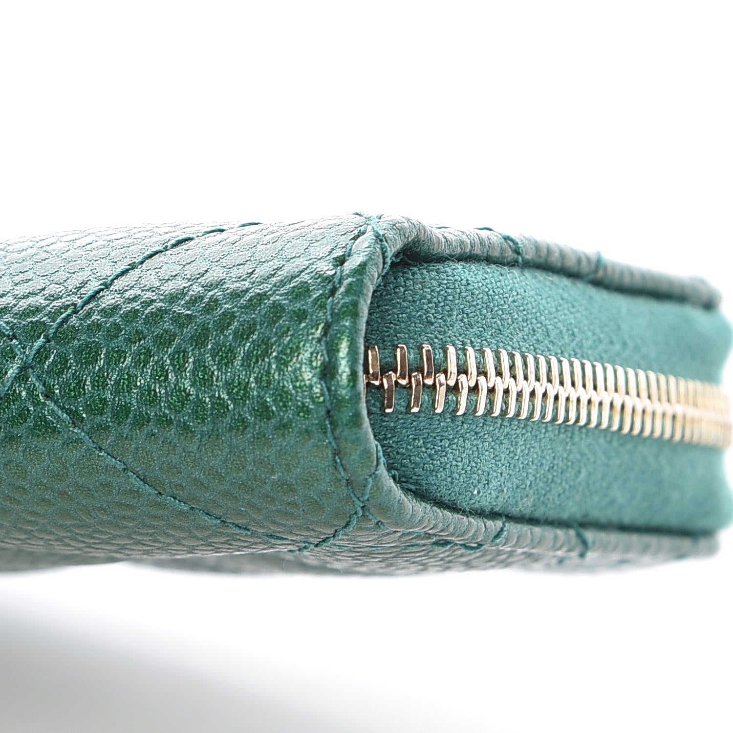 Chanel Metallic Caviar Quilted Zip Coin Purse Green 9 of 10