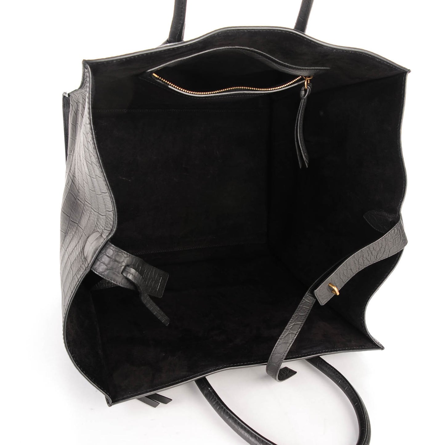 Crocodile Embossed Calfskin Large Phantom Luggage Black