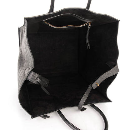 Celine Crocodile Embossed Calfskin Large Phantom Luggage Black 5 of 7