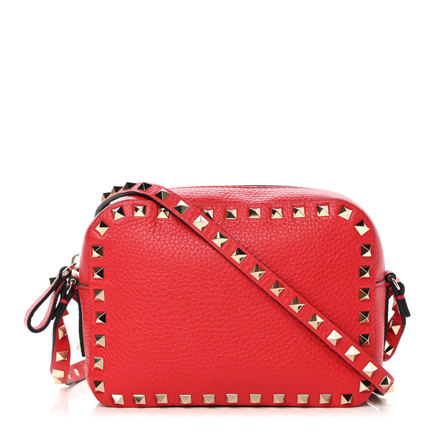Valentino Garavani Pebbled Calfskin Rockstud Camera Crossbody Bag Rouge Pur 1 of 10
