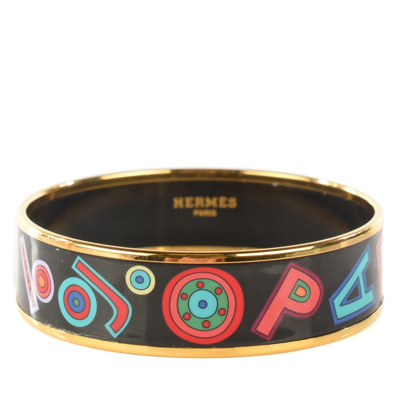 Hermes Enamel Printed Wide Tohu Bohu Bracelet 62 Black 1 of 5