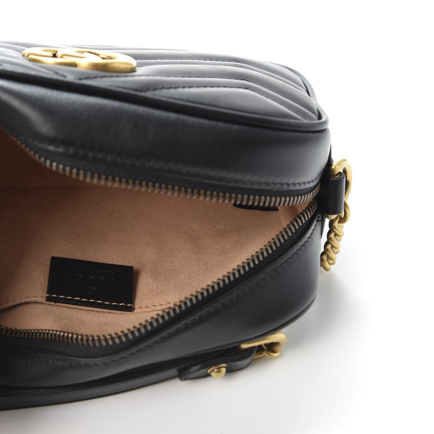 Gucci Calfskin Matelasse Mini GG Marmont Chain Shoulder Bag Black 4 of 10