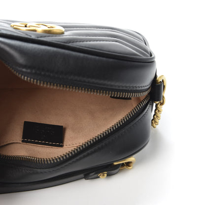 Gucci Calfskin Matelasse Mini GG Marmont Chain Shoulder Bag Black 4 of 10