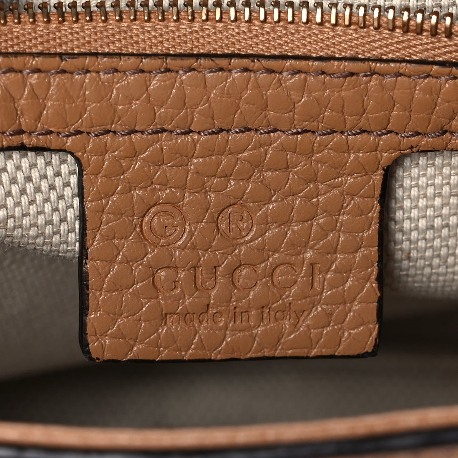 Gucci Pebbled Calfskin Medium Soho Flap Crossbody Camelia 6 of 12