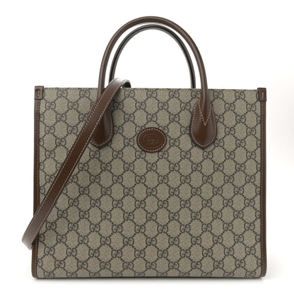 Gucci GG Supreme Monogram Azalea Calfskin Small Retro Interlocking G Tote Bag Beige Ebony Brown Sugar 1 of 11