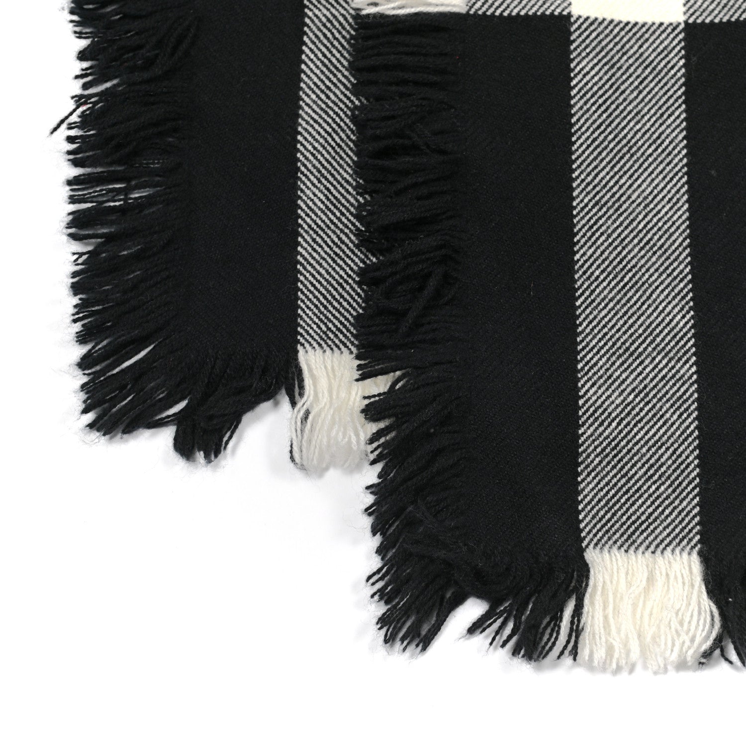Burberry Wool Half Mega Check Fringe Scarf Black 5 of 5