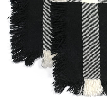 Burberry Wool Half Mega Check Fringe Scarf Black 5 of 5