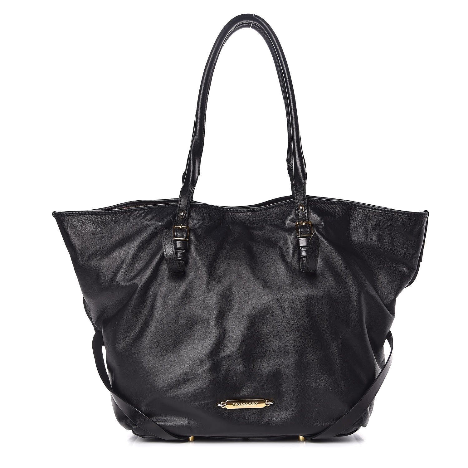 Burberry Lambskin Medium East West Tote Black 1 of 14