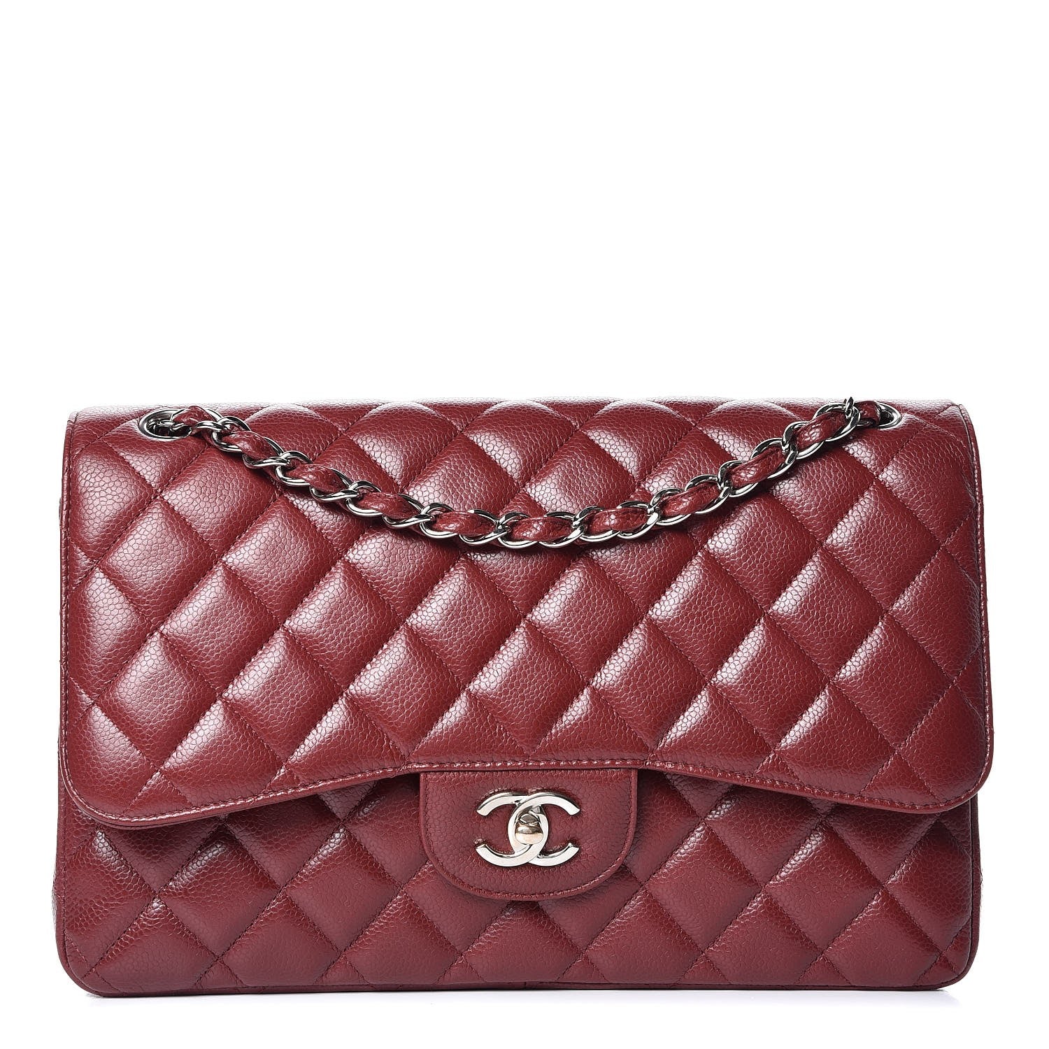 Chanel Caviar Quilted Jumbo Double Flap Burgundy 1 of 9