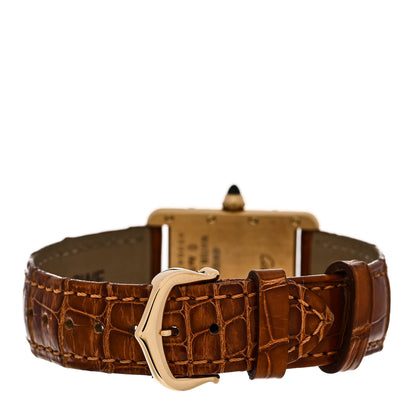 Cartier 18K Yellow Gold Alligator 22mm Tank Louis Quartz Watch Brown 3 of 5