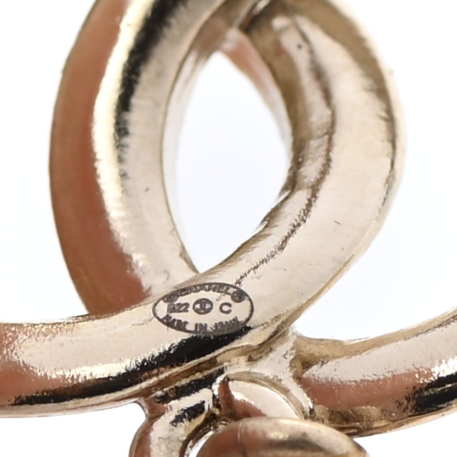 Chanel Pearl CC Heart Drop Earrings Gold 4 of 4