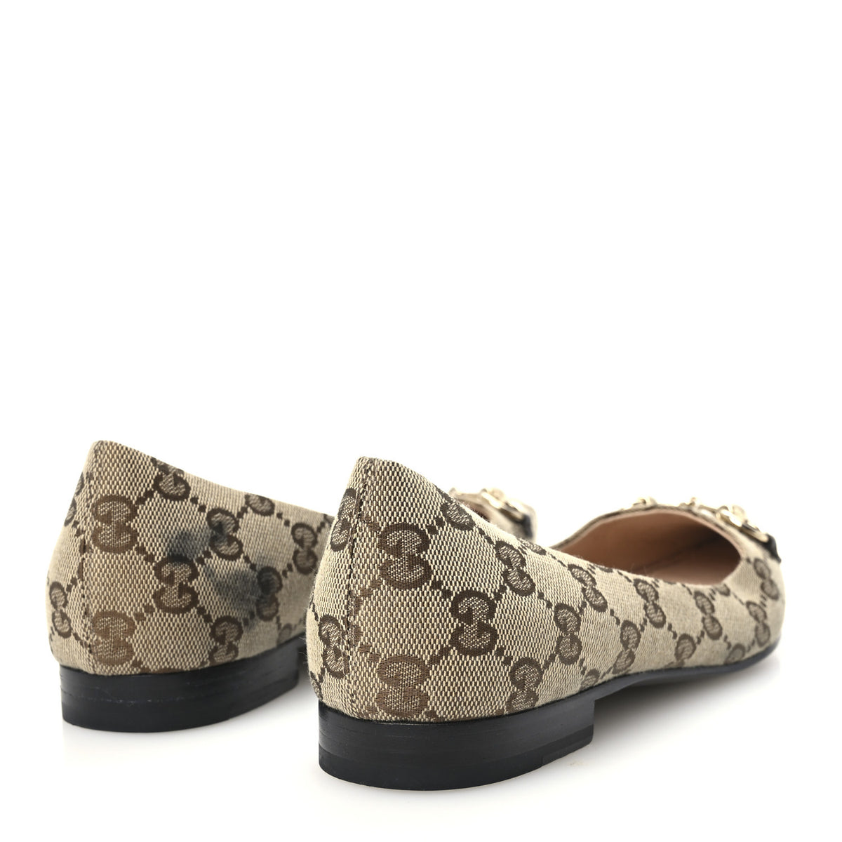Monogram Horsebit Womens Werin Ballet Flat 36.5 Beige Ebony Cocoa