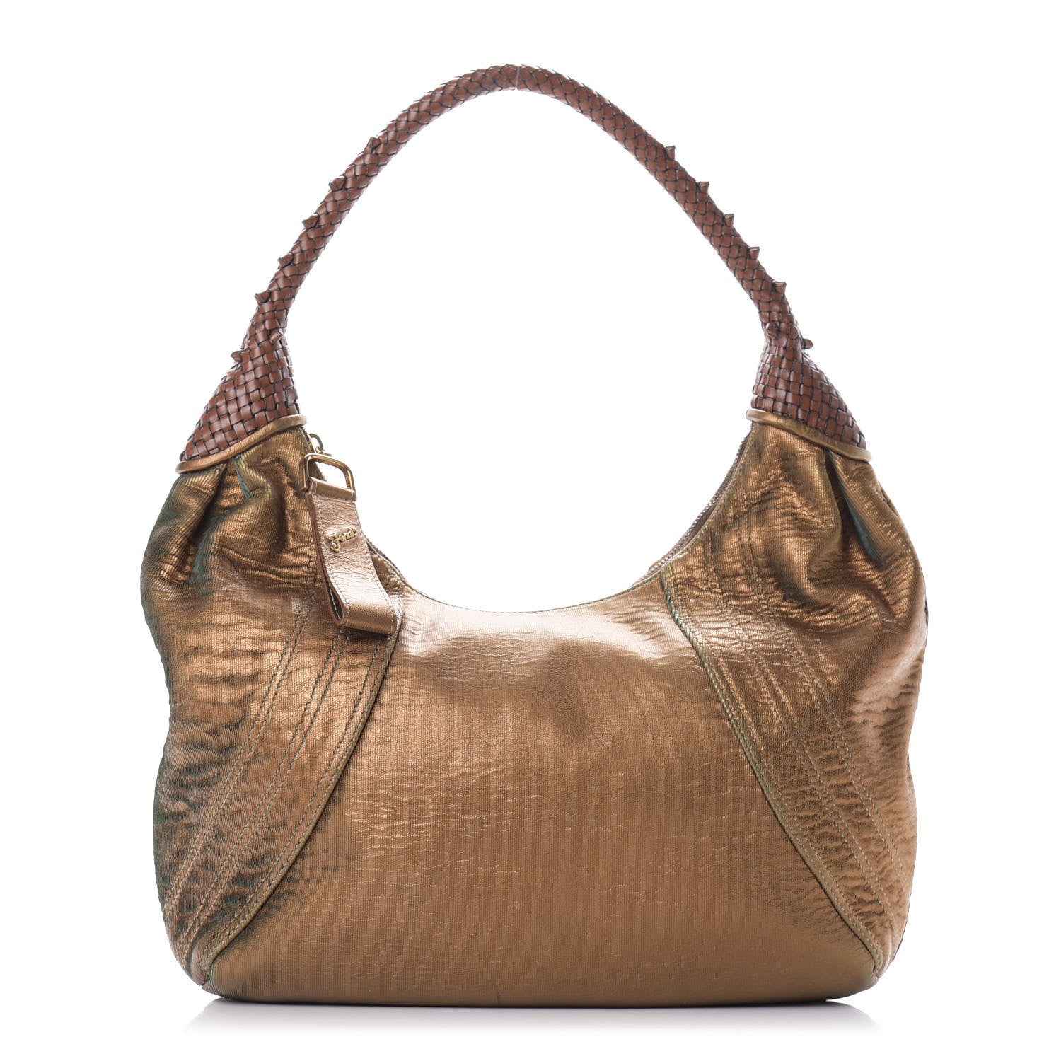 Fendi Nappa Fortuny Hologram Spy Hobo Bag Tobacco Oro Ambrato 1 of 14