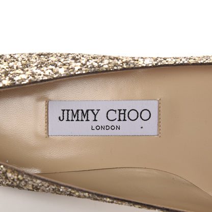 Jimmy Choo Glitter Fabric Alina Flats 38 Antique Gold 7 of 9