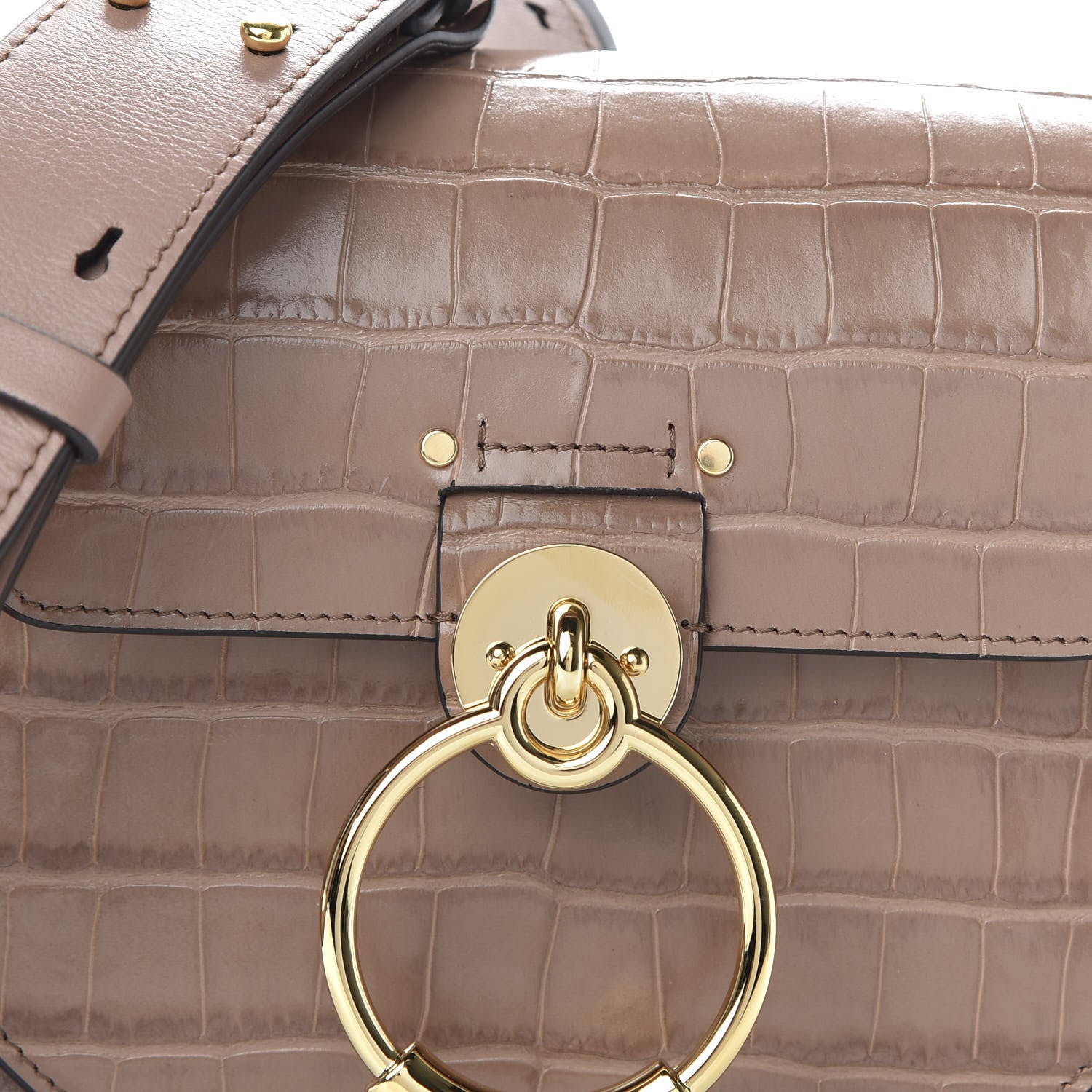 Chloe Calfskin Crocodile Embossed Small Tess Bag Woodrose 9 of 9