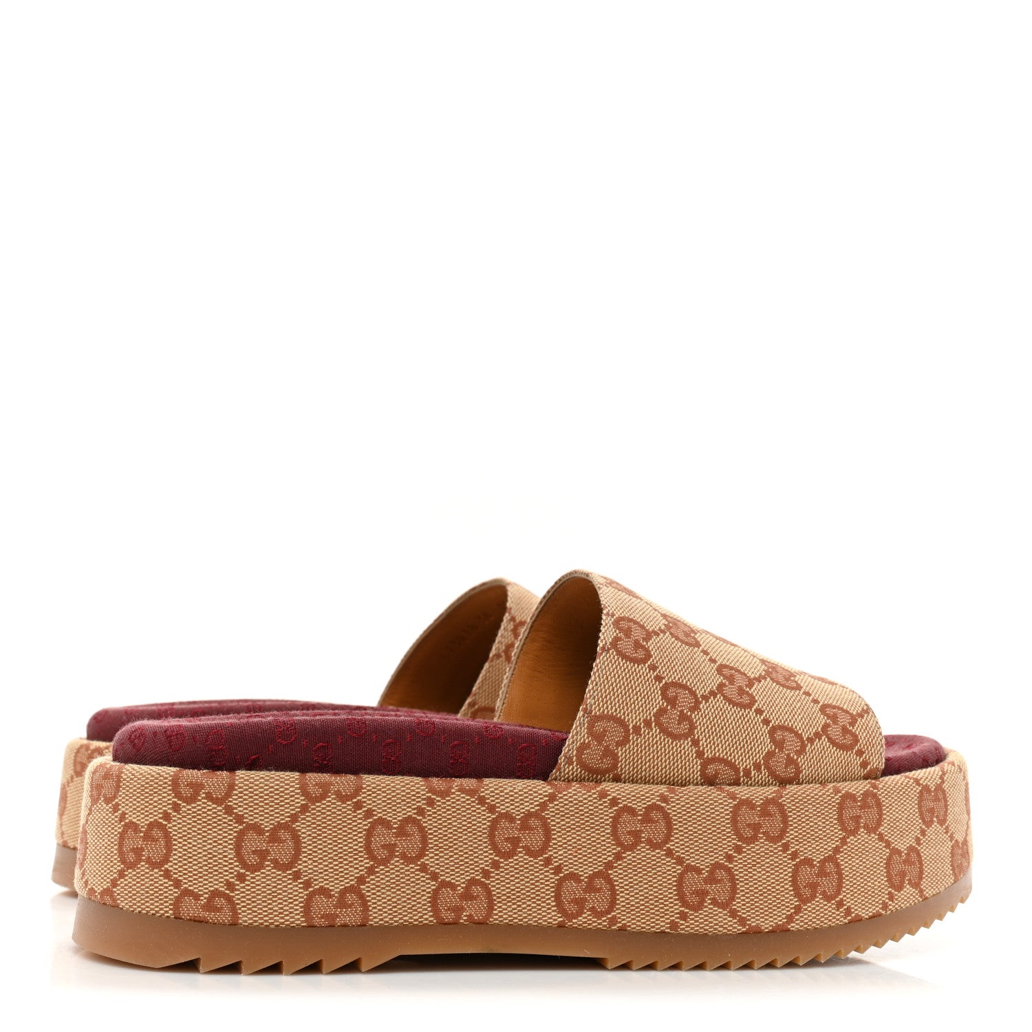 Gucci Canvas GG Monogram Angelina Platform Slide Sandals 36 Beige Ruggine 4 of 9