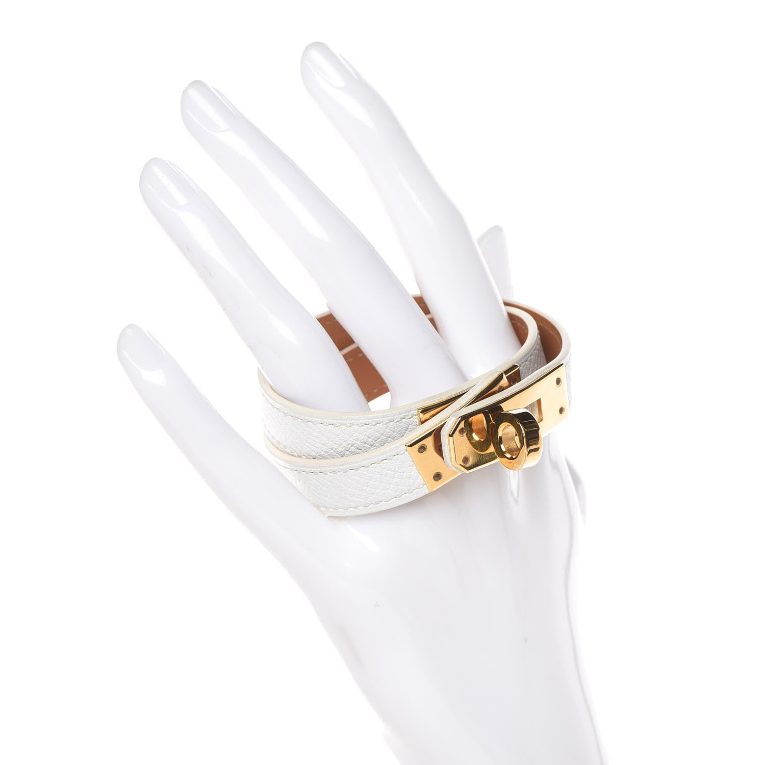 Hermes Epsom Kelly Double Tour Bracelet S White 2 of 7
