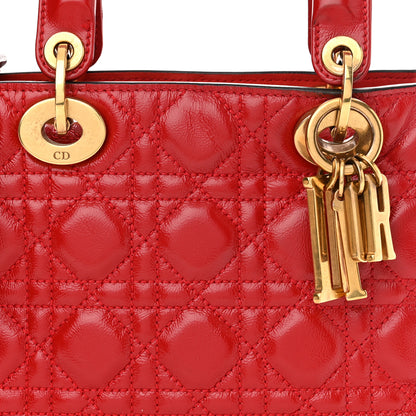 Christian Dior Crinkled Patent Cannage Small Lucky Badges My Lady Dior Red 8 of 10