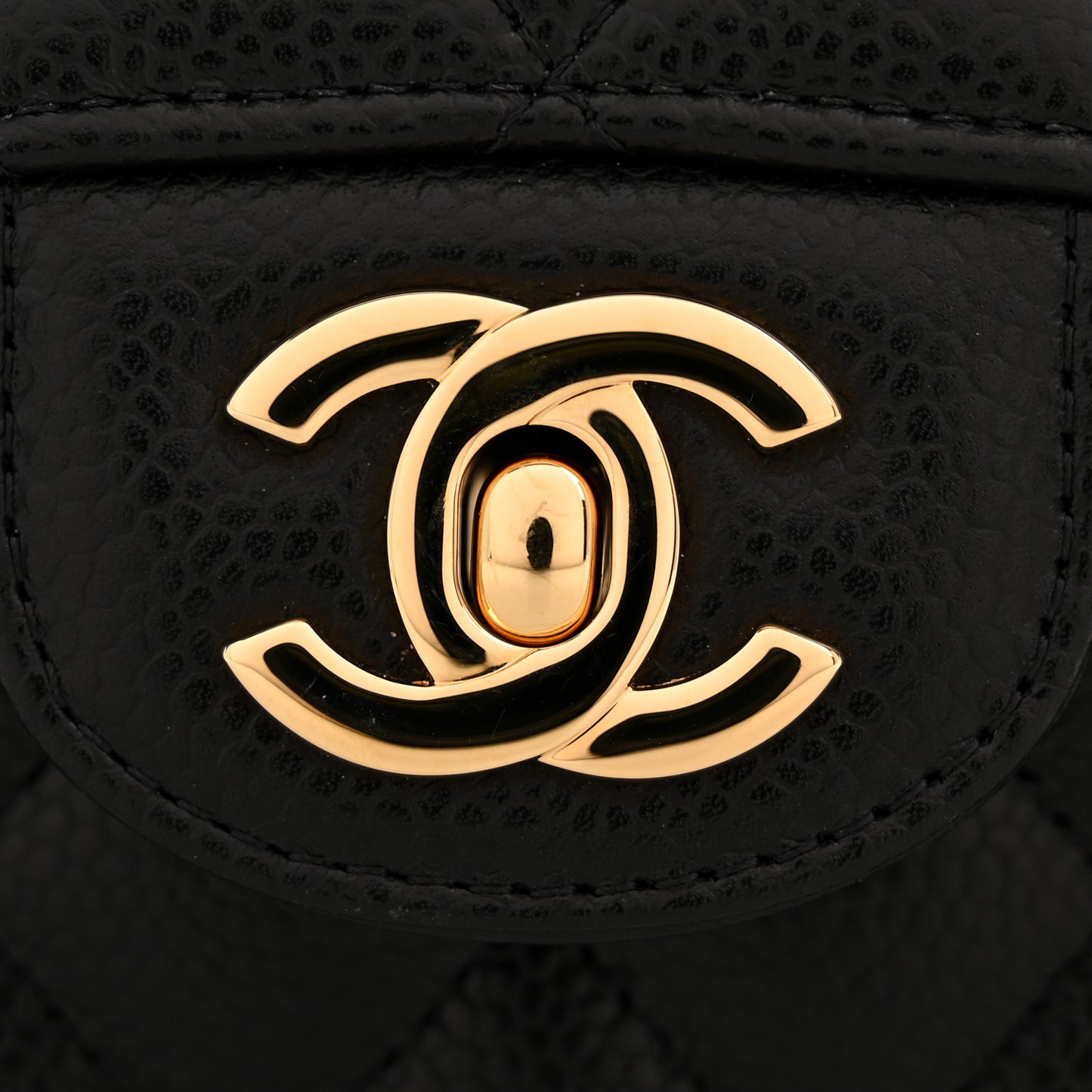 Caviar Quilted Small Double Flap Black