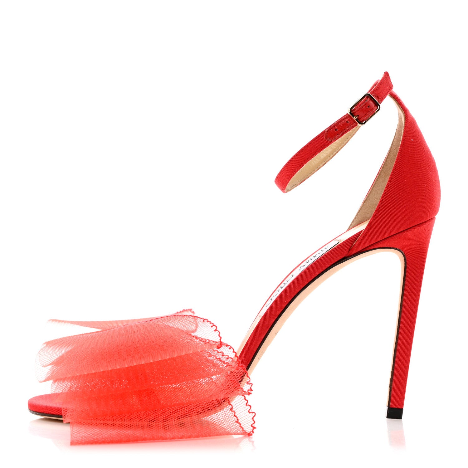 Jimmy Choo Grosgrain Aveline Bow 100 Sandals 39.5 Red 1 of 10