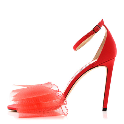 Jimmy Choo Grosgrain Aveline Bow 100 Sandals 39.5 Red 1 of 10