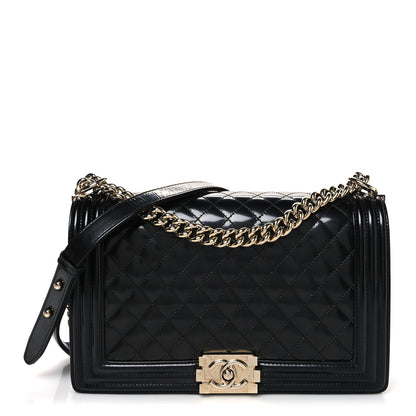 Chanel Iridescent Glazed Calfskin Quilted New Medium Boy Flap Black 1 of 11