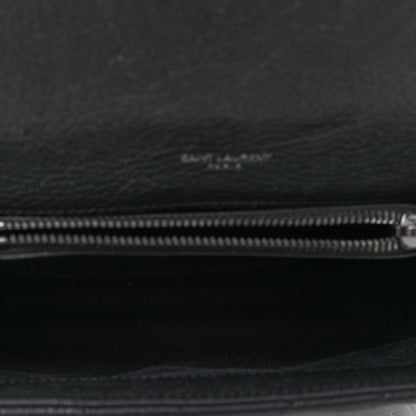 Saint Laurent Sheepskin Matelasse Chevron Monogram Medium College Bag Black 4 of 4