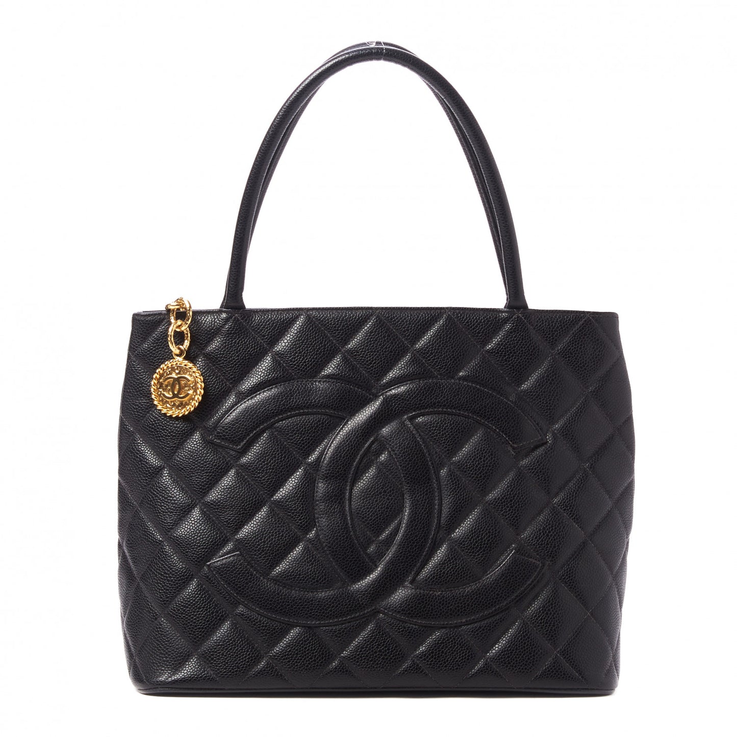 Caviar Quilted Medallion Tote Black
