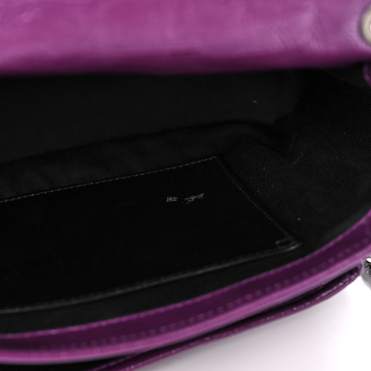 Saint Laurent Crinkled Calfskin Matelasse Monogram Medium Niki Chain Satchel Plum 12 of 12