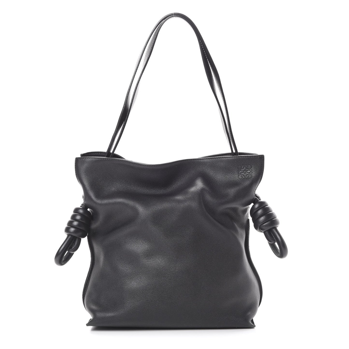 Calfskin Small Flamenco Knot Bag Black