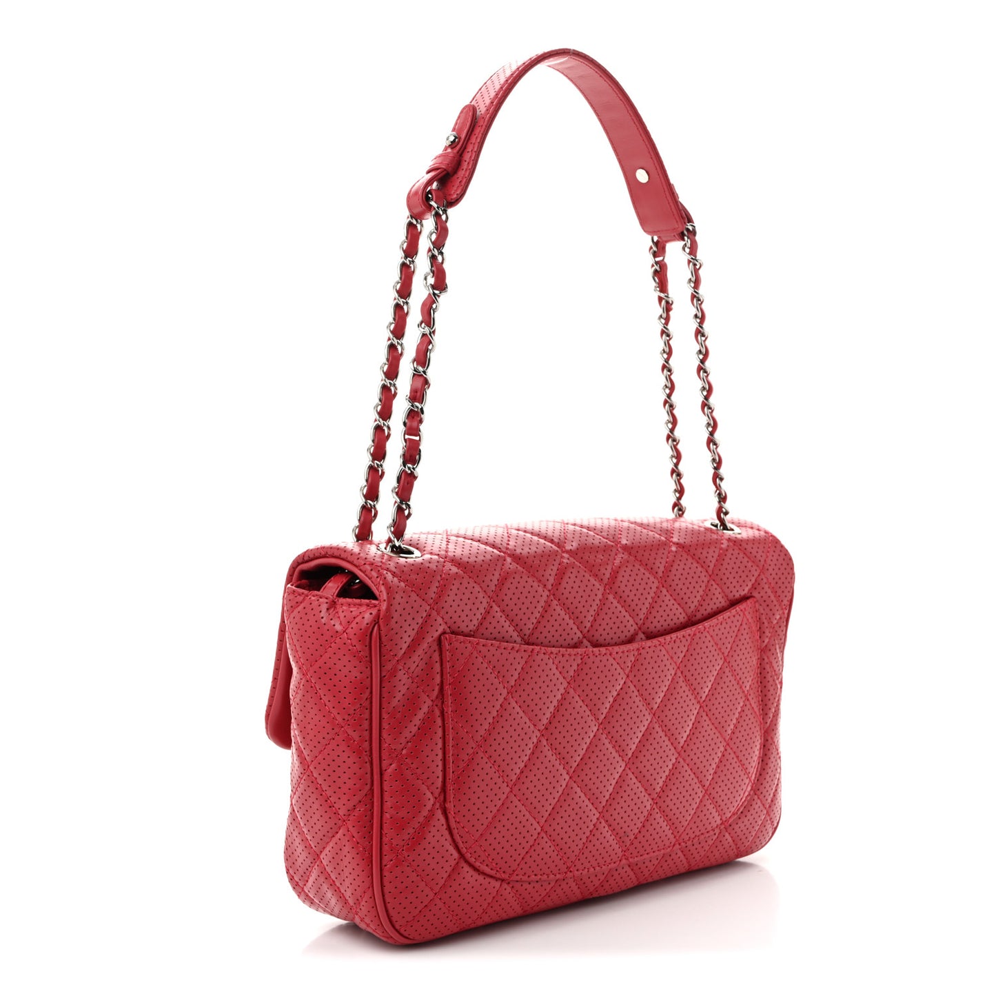 Lambskin Perforated Jumbo Punch Flap Dark Pink