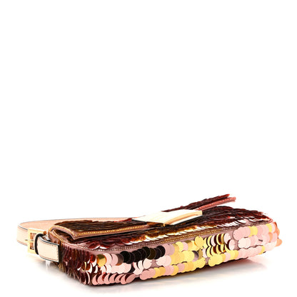 Fendi Sequin Paillettes Vitello Laminato Striped Baguette 1997 Multicolor 4 of 9