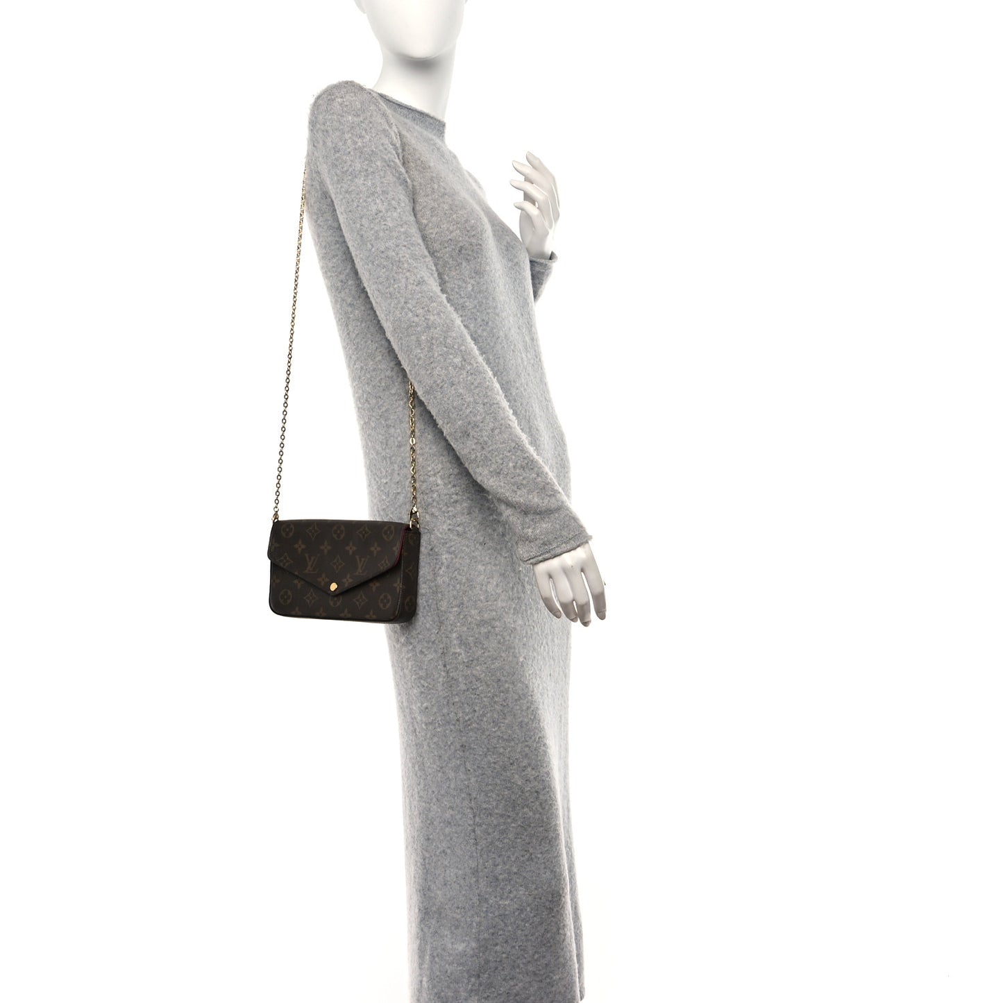 Monogram Pochette Felicie Chain Wallet Fuchsia