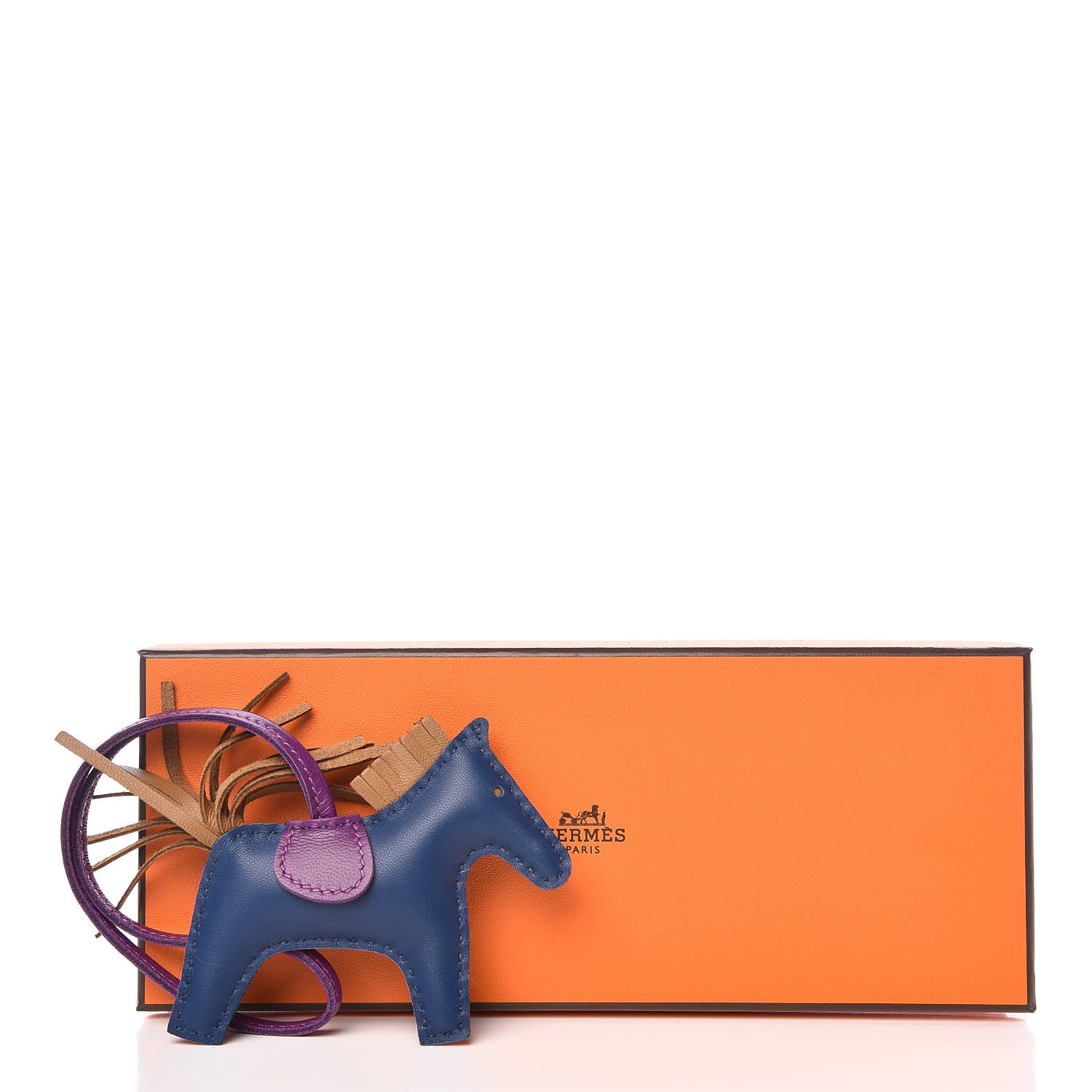 Hermes Milo Lambskin Grigri Rodeo Horse Bag Charm PM Bleu de Malte Kraft Violet 5 of 5